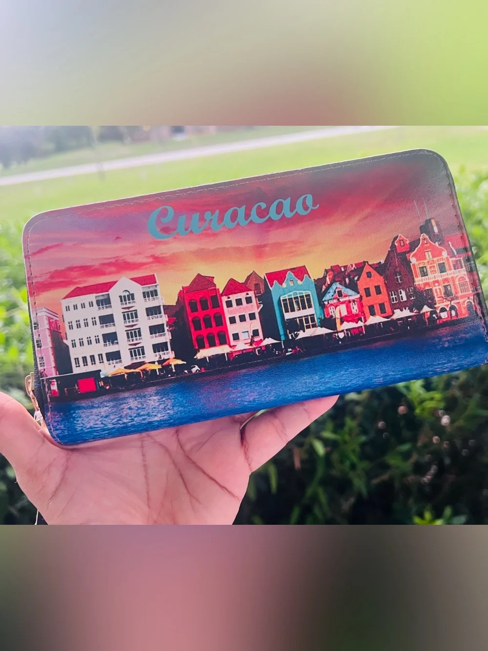 Lily & James Curaçao Large Zip-Around Wallet - Sunset Harbor Print